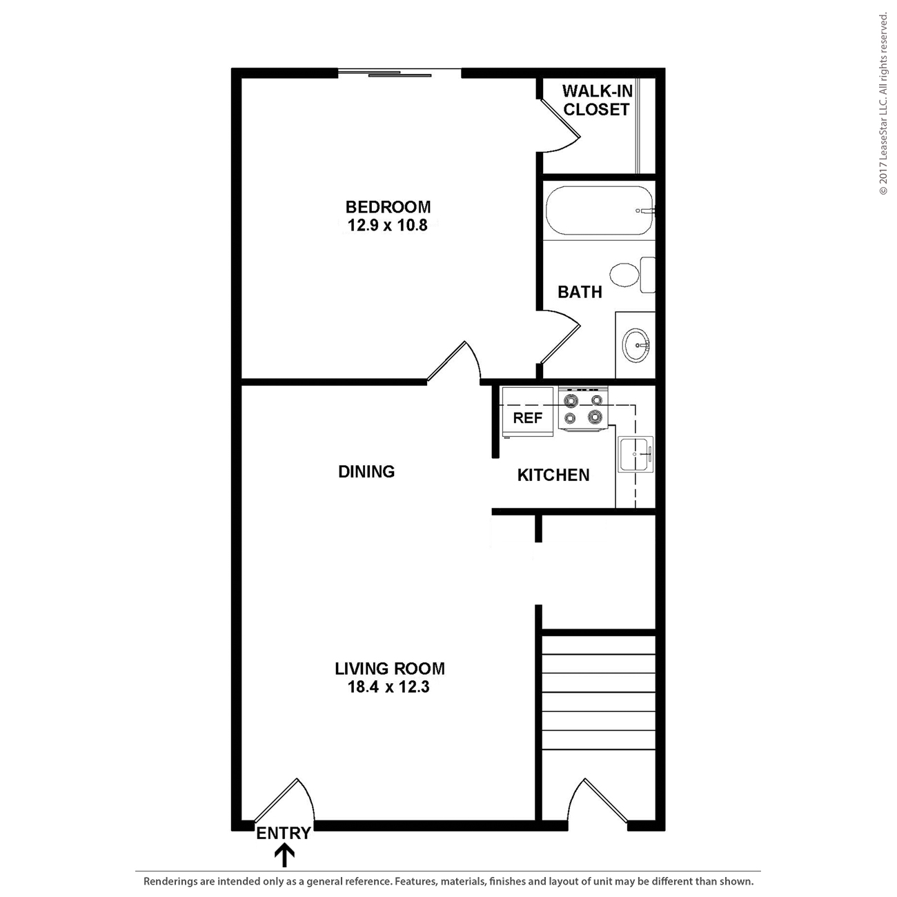A black and white image of a floor plan for an apartment.
